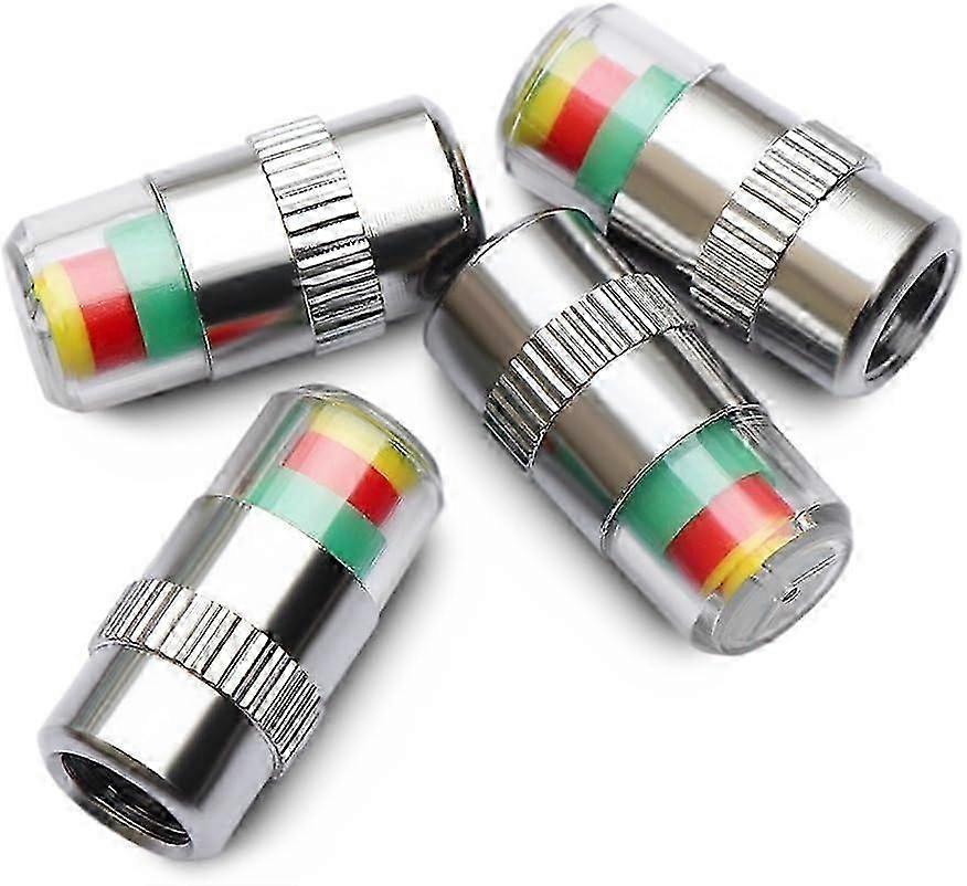 4pcs Car Tire Valve Caps with Indicator 3 Colors