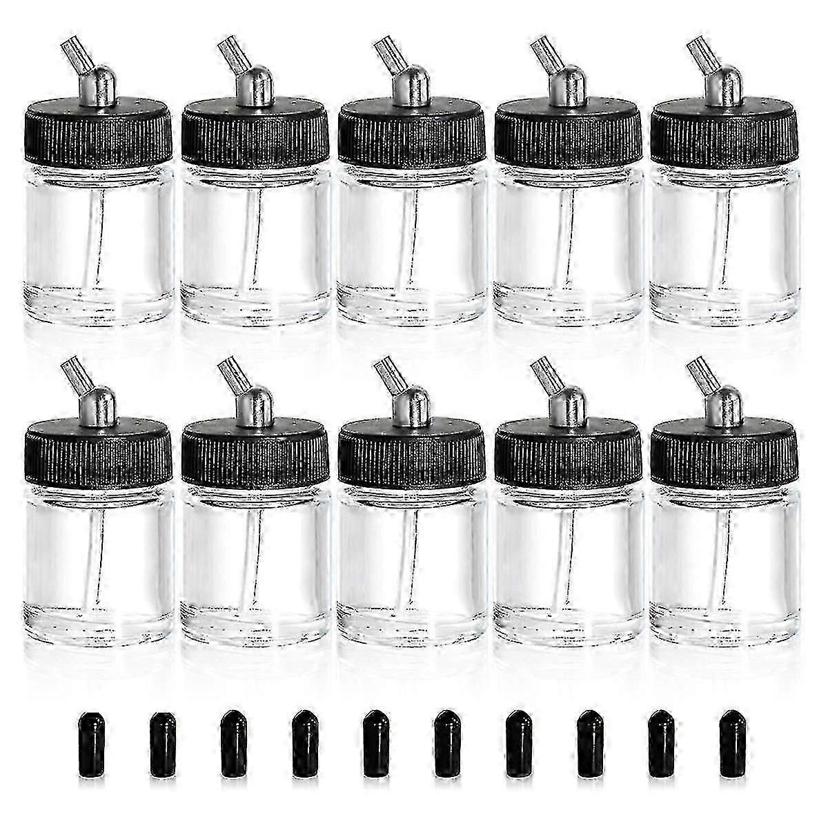 10 Pack 22cc Glass Airbrush Bottles Kit, Empty Paint Storage Jars with Clear Airbrush Containers