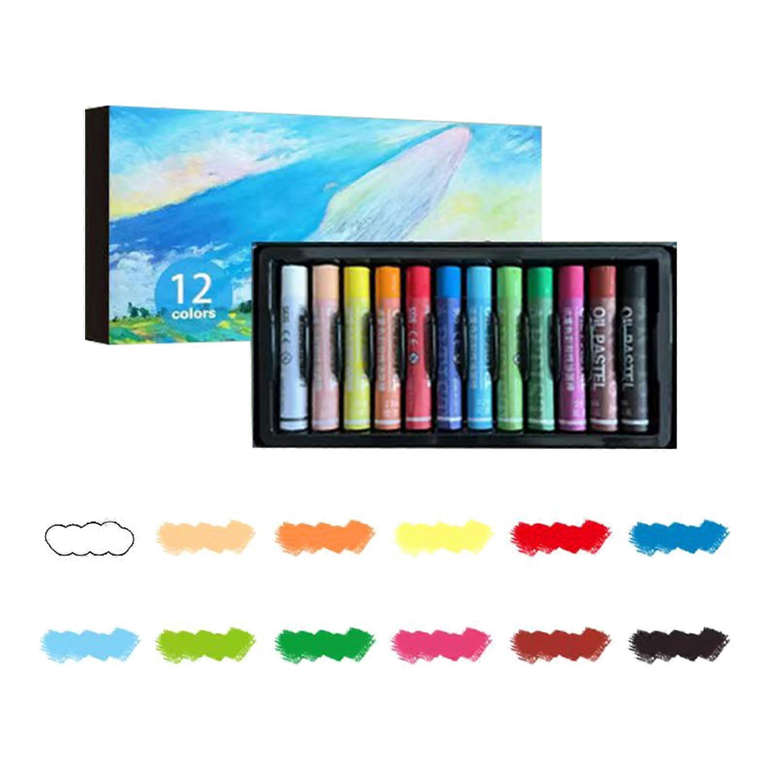 12 Count Super Soft White Oil Pastels Non Toxic Art Sticks Water Soluble For Classroom Home Use Multicolor