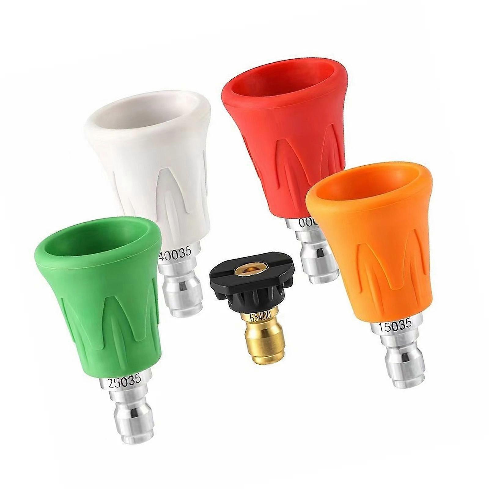Multipurpose High Pressure Nozzle 5 Color Identified Tips 1/4 Connect Universal Pressure Washer Nozzle Multicolor