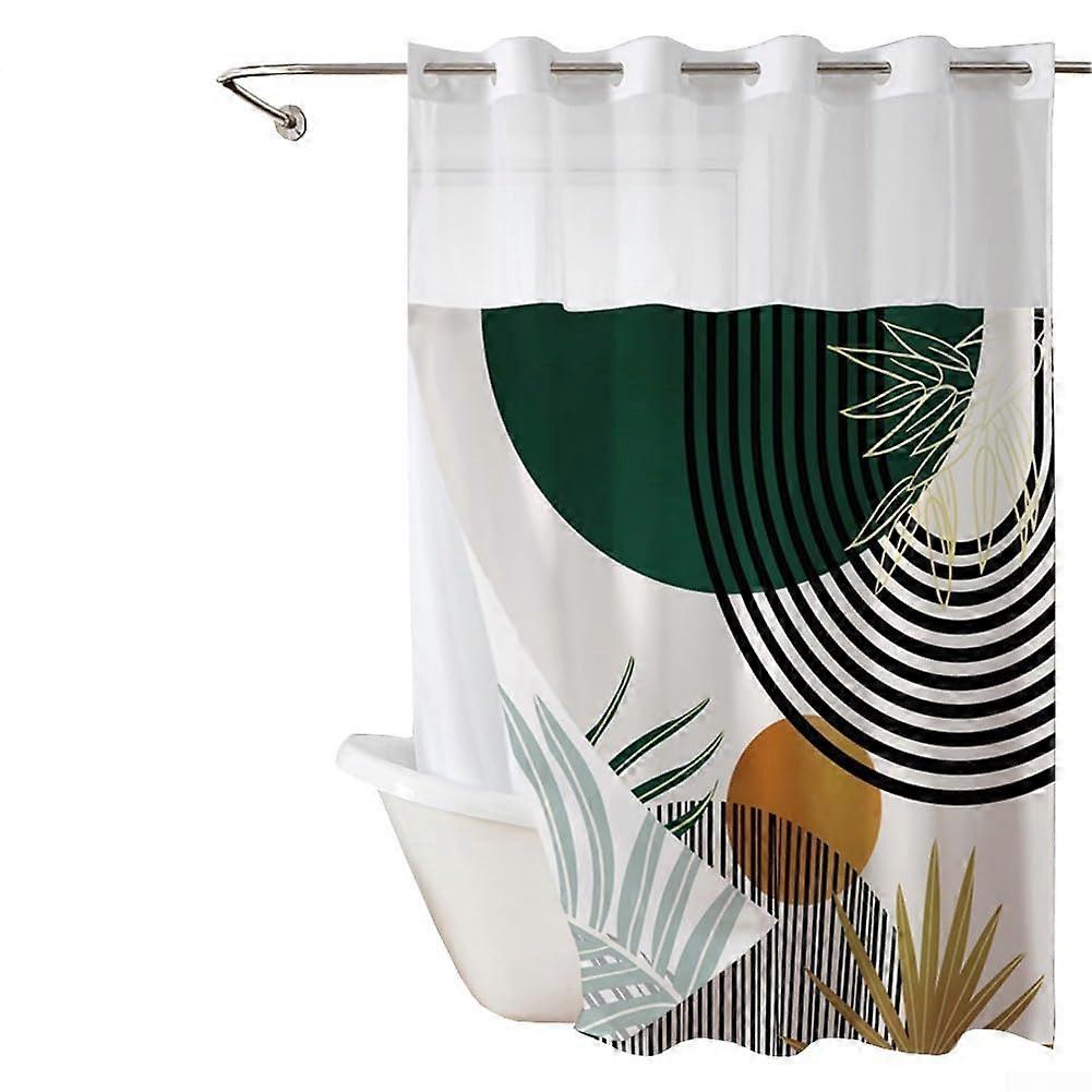 Double Layer Waterproof Shower Curtain with Heavy Hem Magnetic Closure for Bathroom Privacy