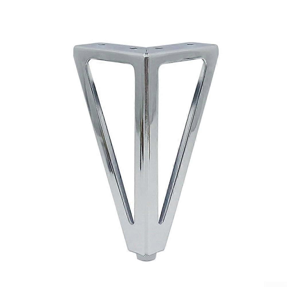 Iron Table Legs Set of 4, 6 Inch Metal Furniture Legs with Triangular Design for Sofa, Bed, Coffee Table  Black Chrome