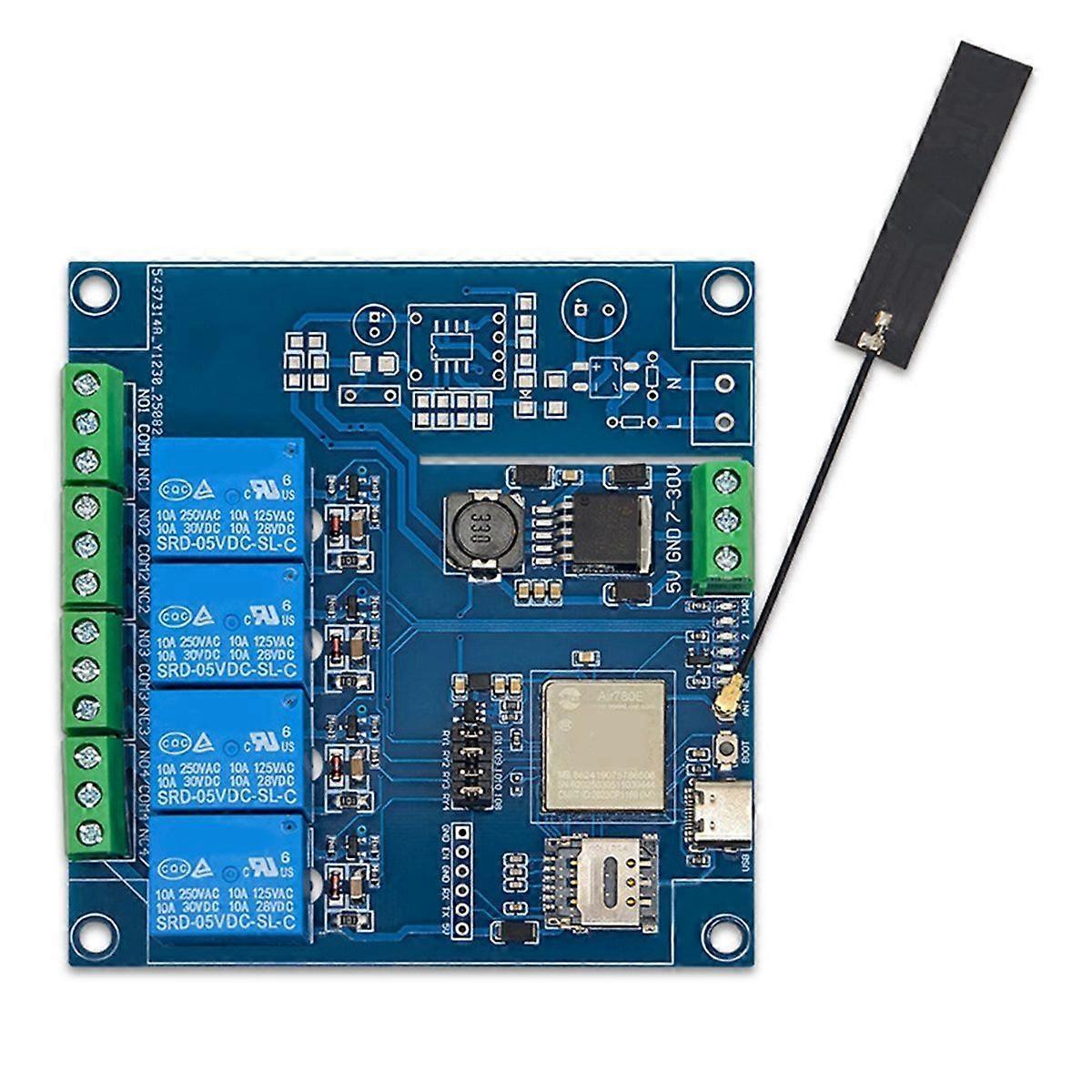 AIR780E 4-Channel Relay Module Bluetooth WiFi Development Board DC7-24V TYPE-C AIR780E-4G Module