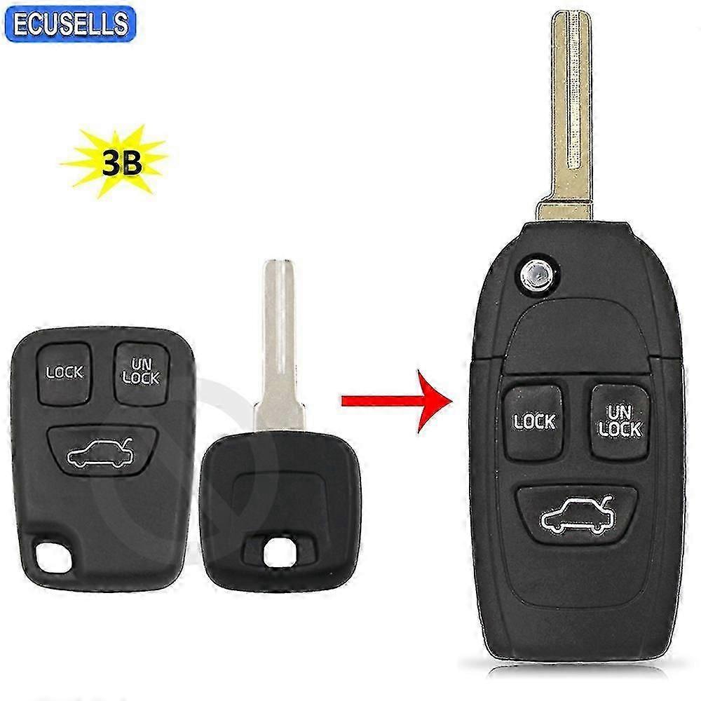 Key Key Shell With 3 Buttons, Car Key Key, Upgrade For Volvo C70, S40, S60, S70, S80, S90, V40, V70, V90, Xc70, Xc90, Not Cut Blade