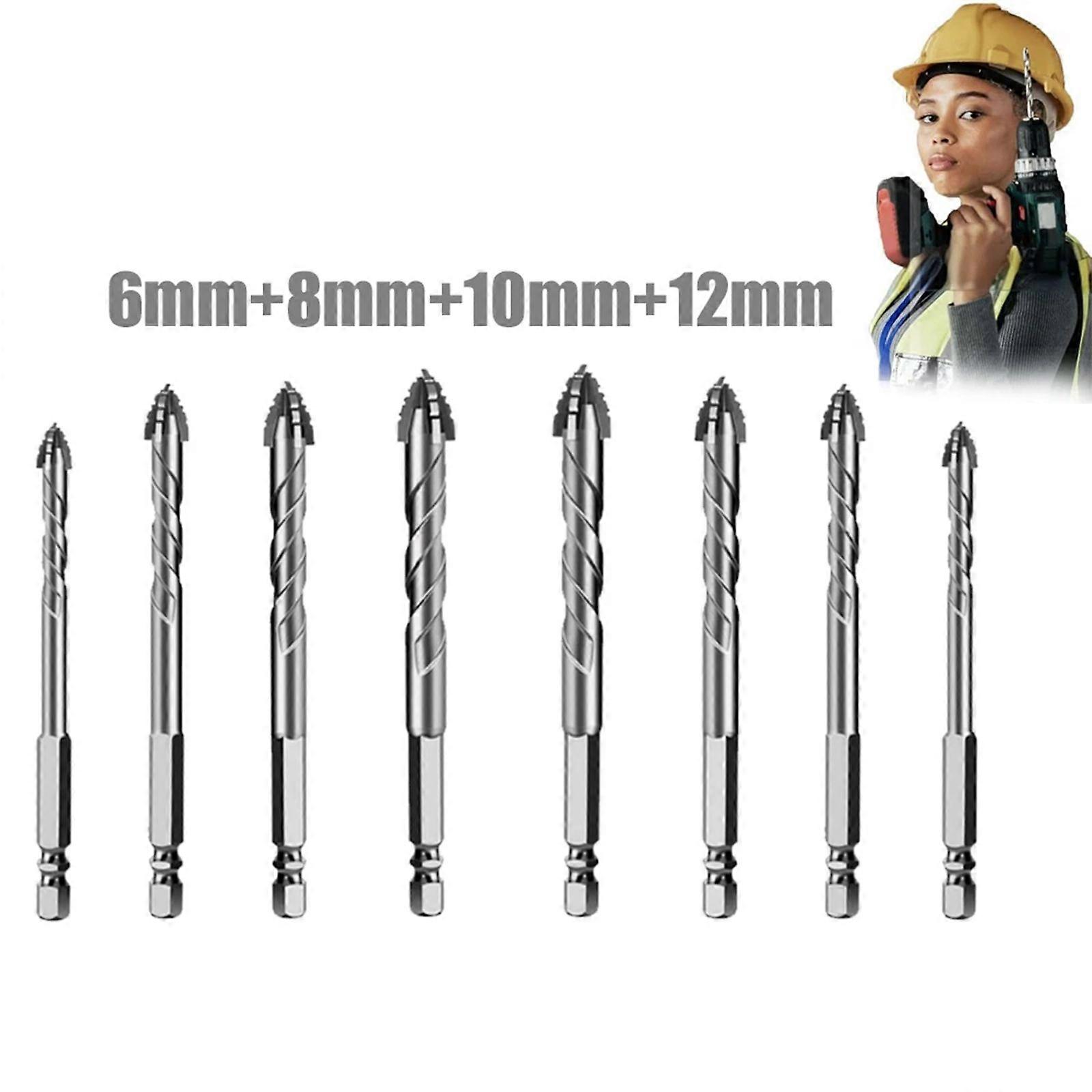 Four Edge Saw Tooth Eccentric Drill Bit Serrated Eccentric Drill Bit Set Multifunction Drill Bit Set High Hardness 