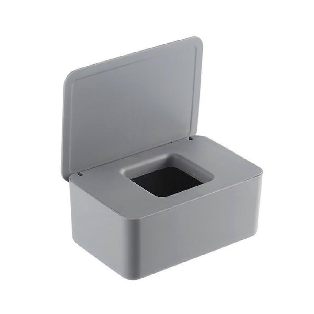 Tissue Box Cover with Lid for Wet Wipes and Mask Storage, Sealed Desktop Organizer, Gray