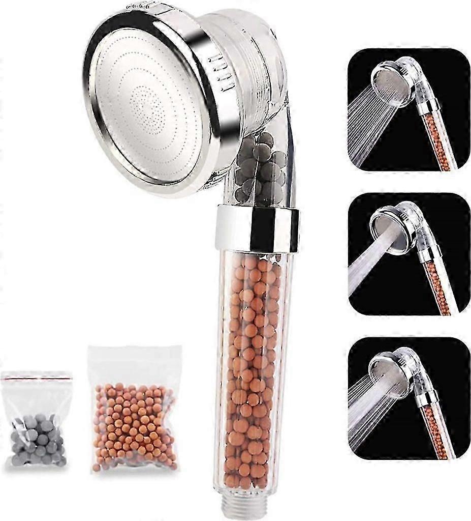 3 in 1 filter shower head, shower head, water saving shower head with ion filter, limescale filter and 3 jet types
