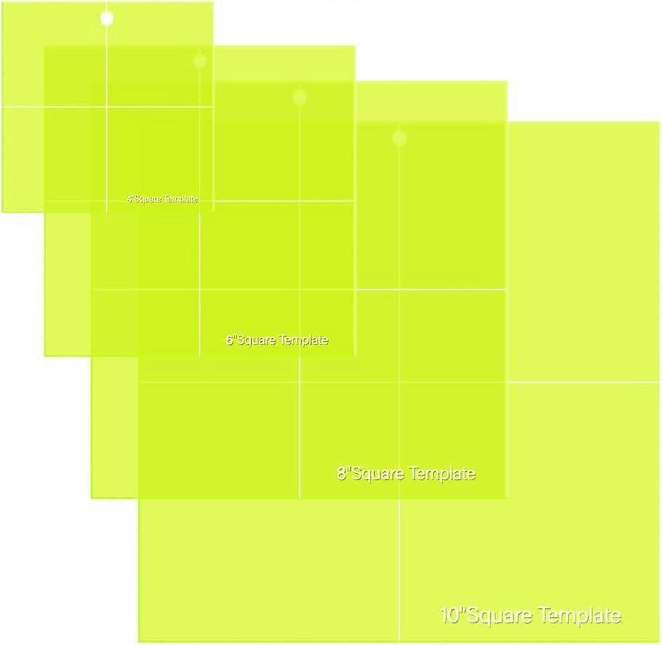 4Pcs Acrylic Square Quilting Template Set 4" 6" 8" 10" Accurate Cutting for Layer Cakes Patchwork Quilts Long - Lasting Non - Slip Design for Sewing C