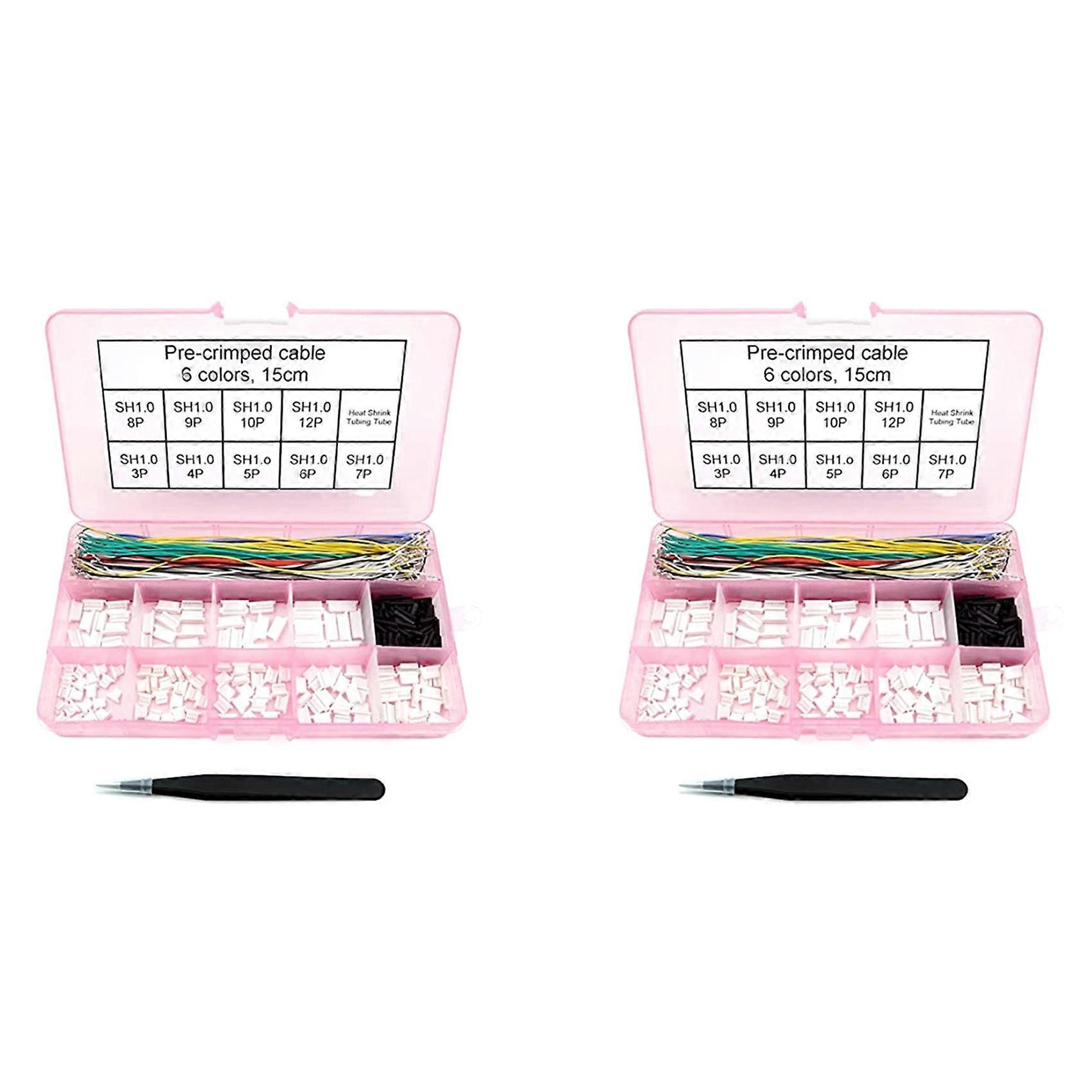 2X SH1.0 Connectors and Pre-Crimped Cables SH1.0mm for FPV Drone Flight Controller 15cm Wire