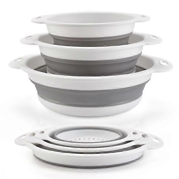 Collapsible Colander Set for Kitchen, Multi-Size Foldable Strainer for Fruits and Vegetables