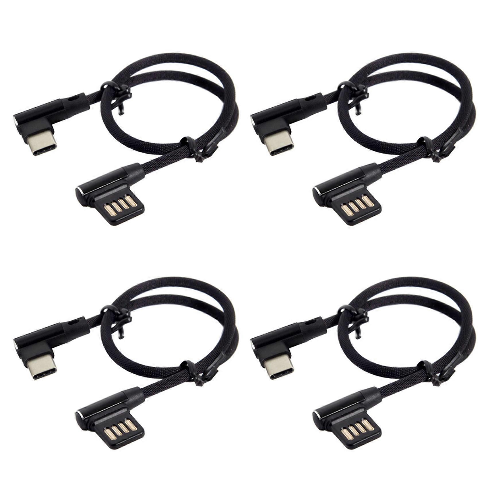 4X Usb-C 3.1 Type-C to Left Right Angled 90 Degree Usb 2.0 Data Cable with Sleeve for Tablet & Phone 15cm