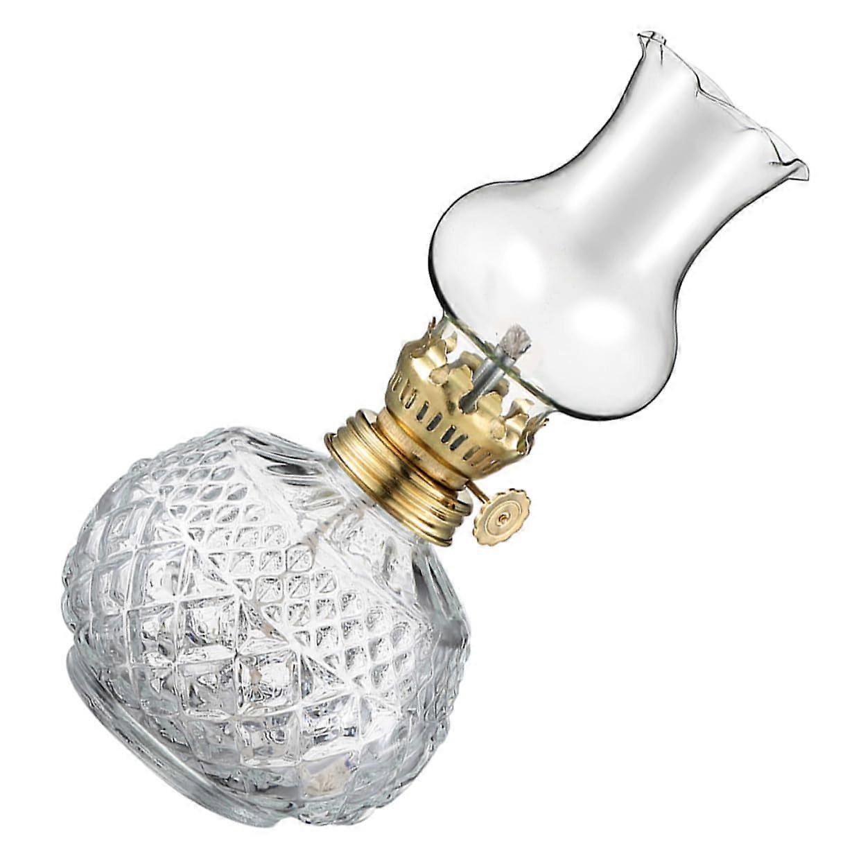 Vintage Glass Oil Lamp Retro Kerosene Lantern with Elegant Design for Home Decor and Tabletop