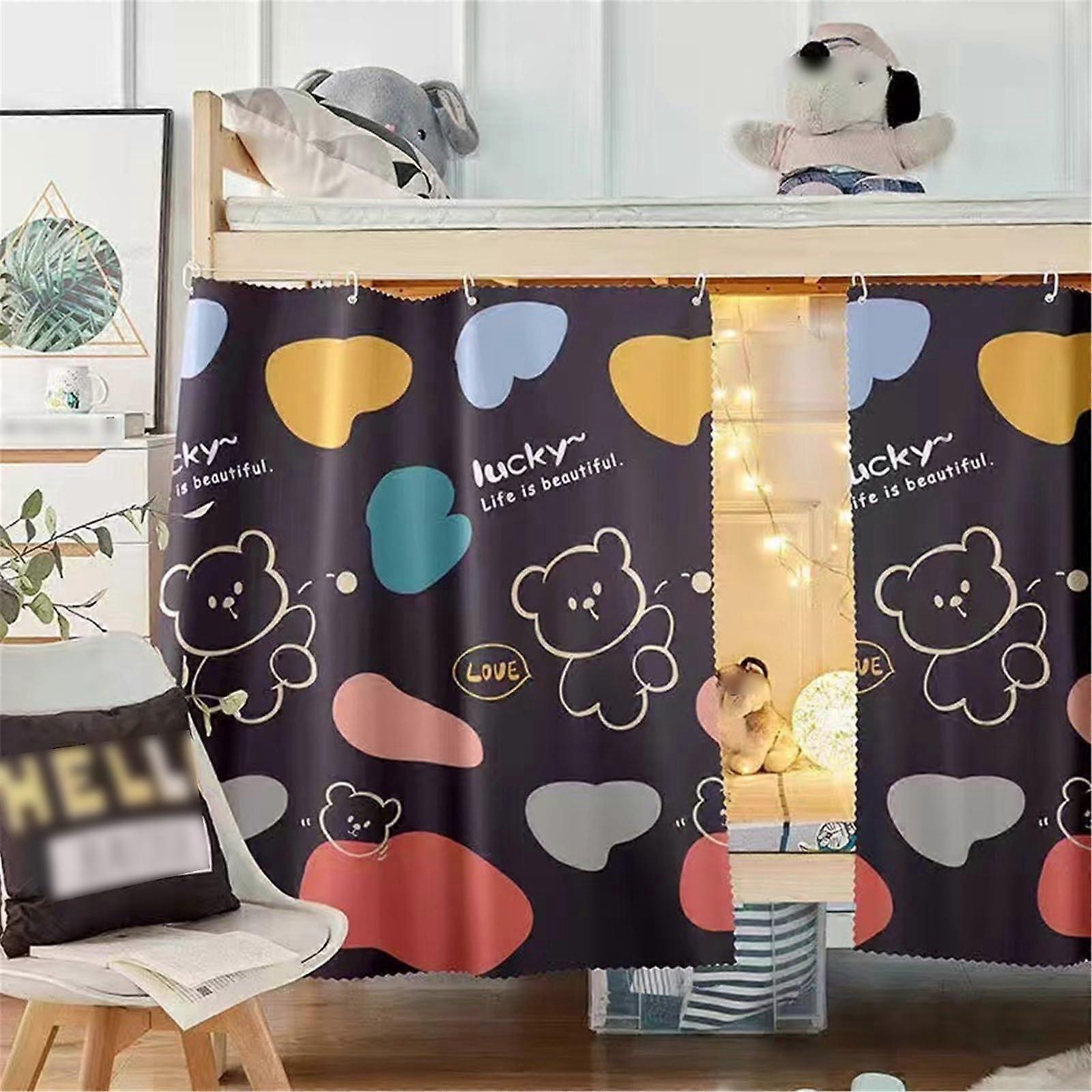 Bunk Bed Privacy Curtain Set with Light Blocking Design for Bottom Loft Bed, Breathable Fabric, Bear B