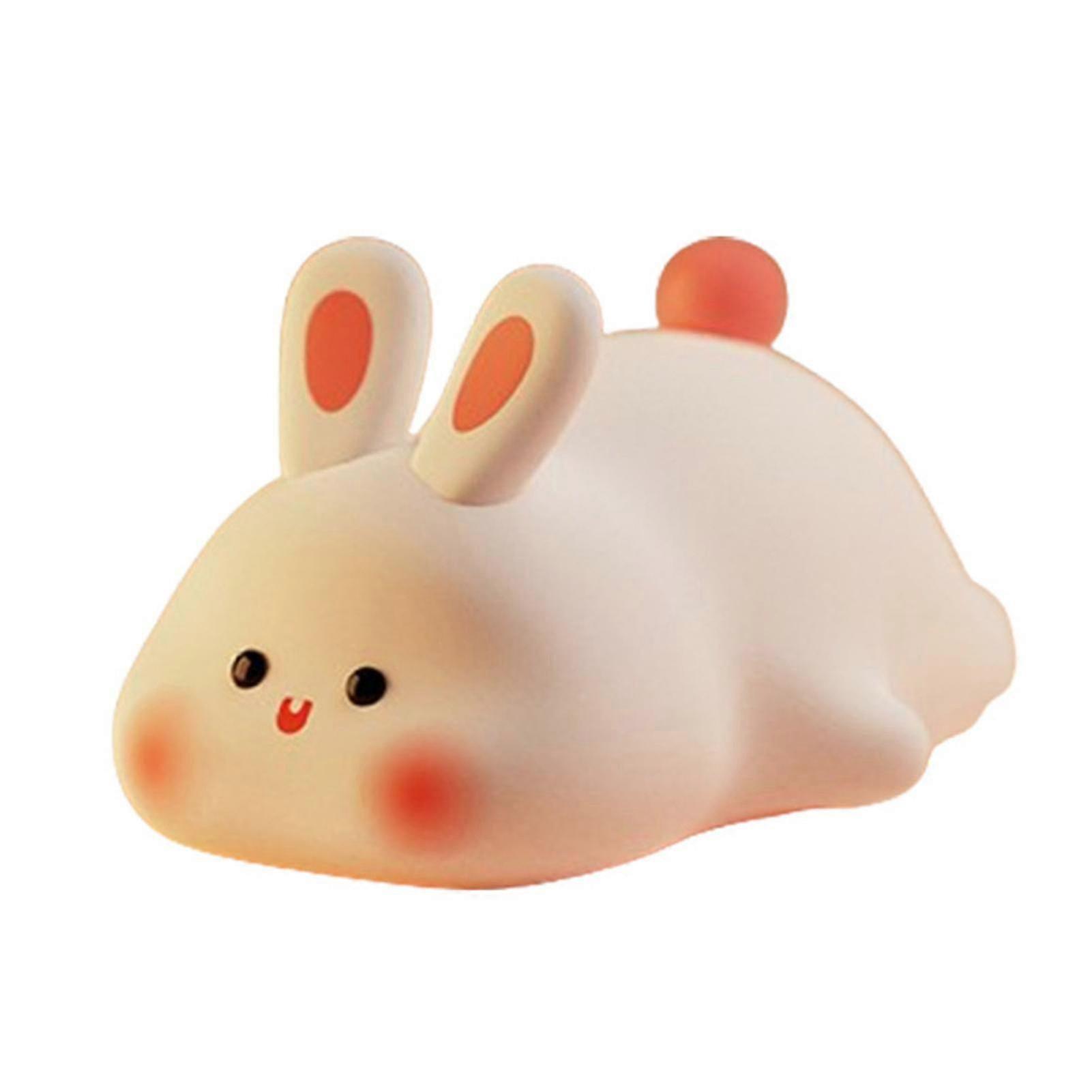 Dimmable Timer Night Light for Children with Silicone Big Face Rabbit Design