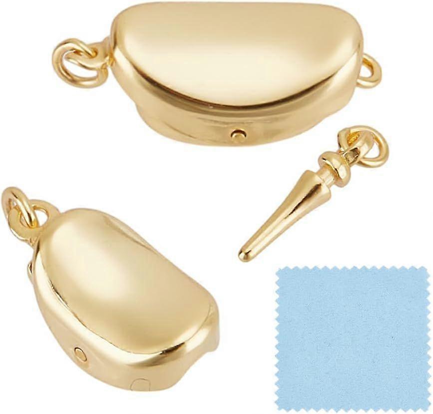 1 Pc 925 Sterling Silver Bean Shaped Clasp 17.5mm Gold Plated Necklace Clasp Extender Clasps End Clasps Connectors with 2 Loops for DIY Bracelet Neckl