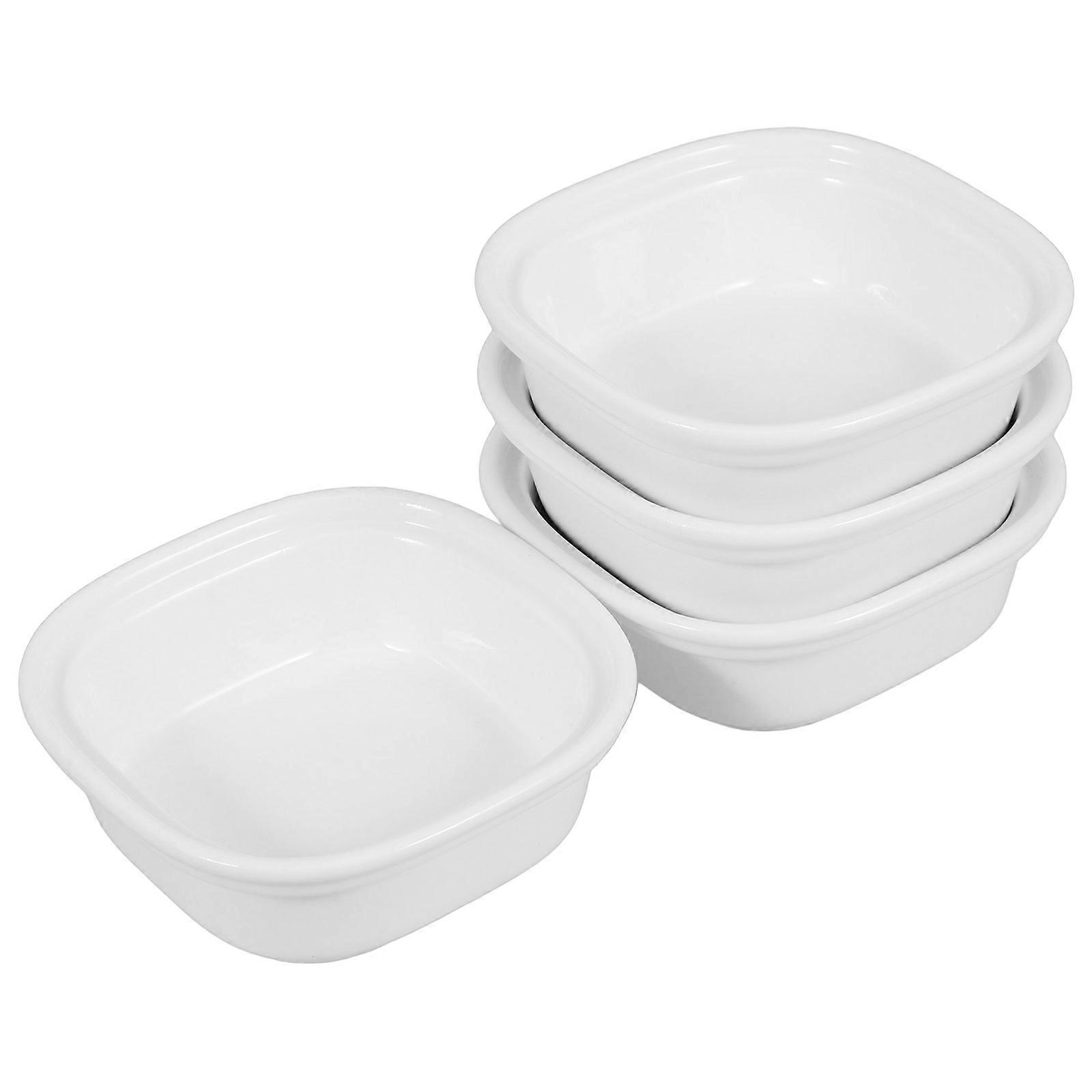 Small Ceramic Sauce Dishes for Condiments with 4Pcs White Bowls