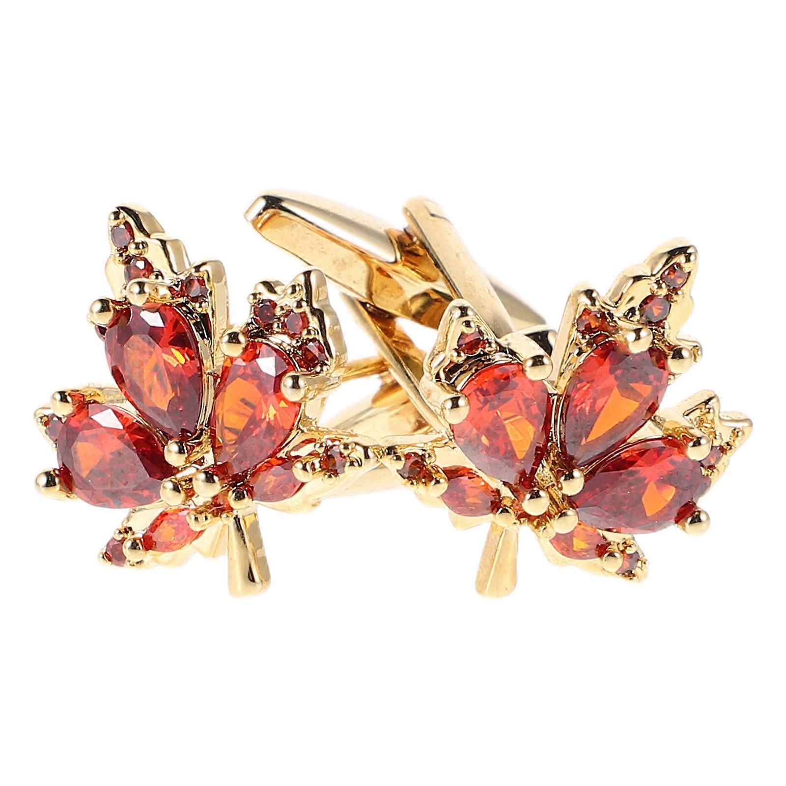 Orange Maple Leaf Cufflinks for Men with for Party
