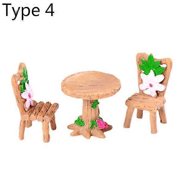 3pcs Table and chairs Miniature miniature Type 4