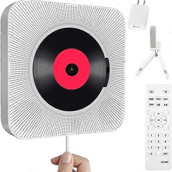 Portable CD Player with Bluetooth - Wall-mounted home audio system with FM radio and remote control