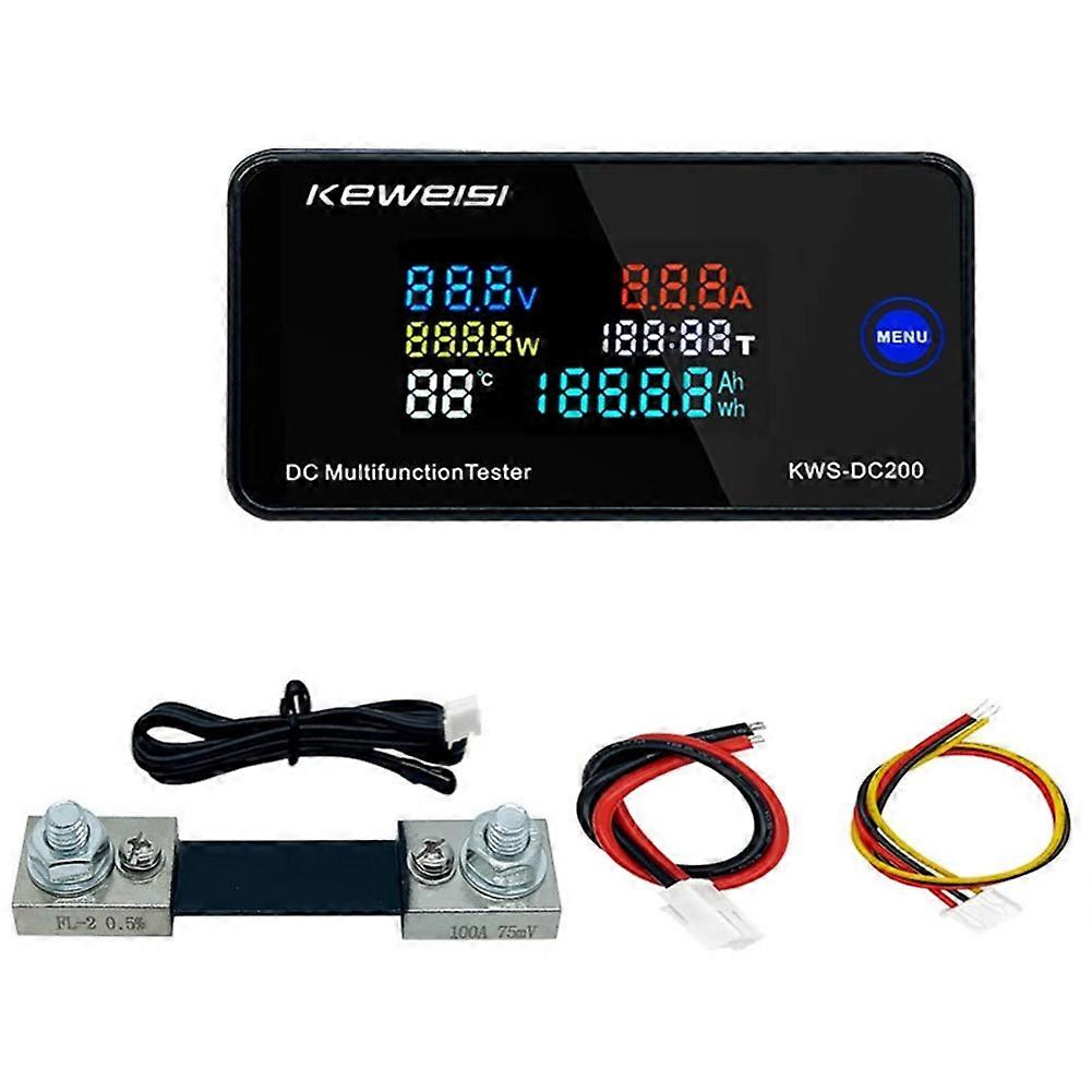 KEWEISI KWS-DC200 Digital Voltmeter Ammeter 0-200V 100A DC Power Energy Meter with LED Display Reset 100A