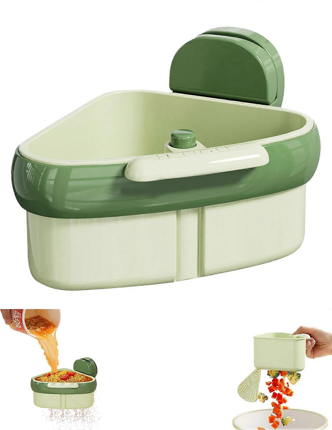 Corner Sink Strainer with Suction Cup, PresstoDump Triangle Drain Basket for Kitchen Sinks