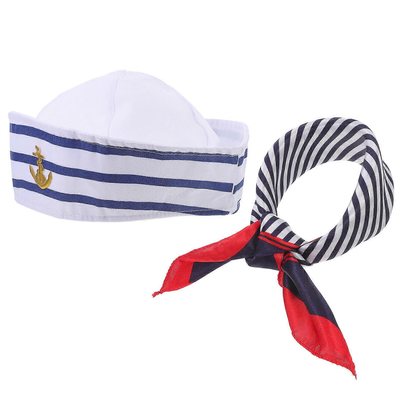 Sailor Hat and Scarf 1Set for Captain Costume Cosplay Polyester Material