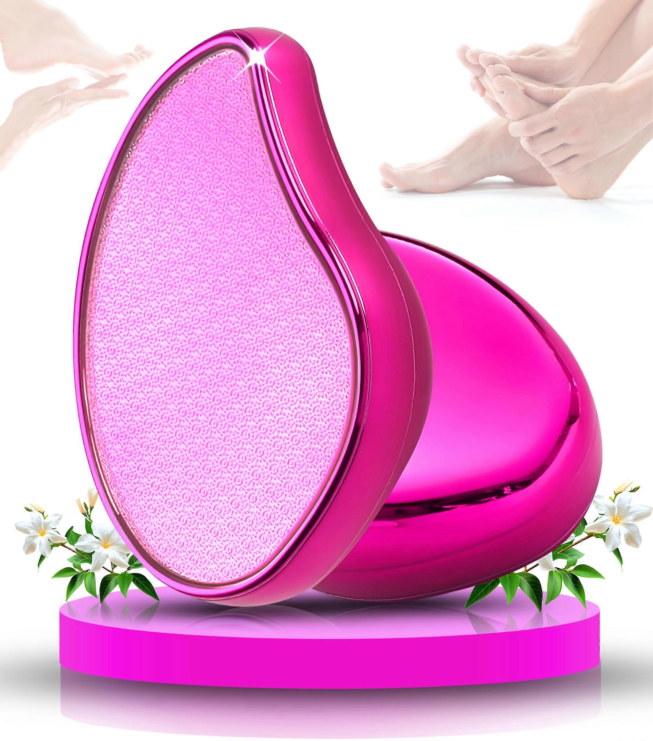 Nano Glass Foot File Callus Remover with Ergonomic Leaf Design for Smooth Soft Feet Pink