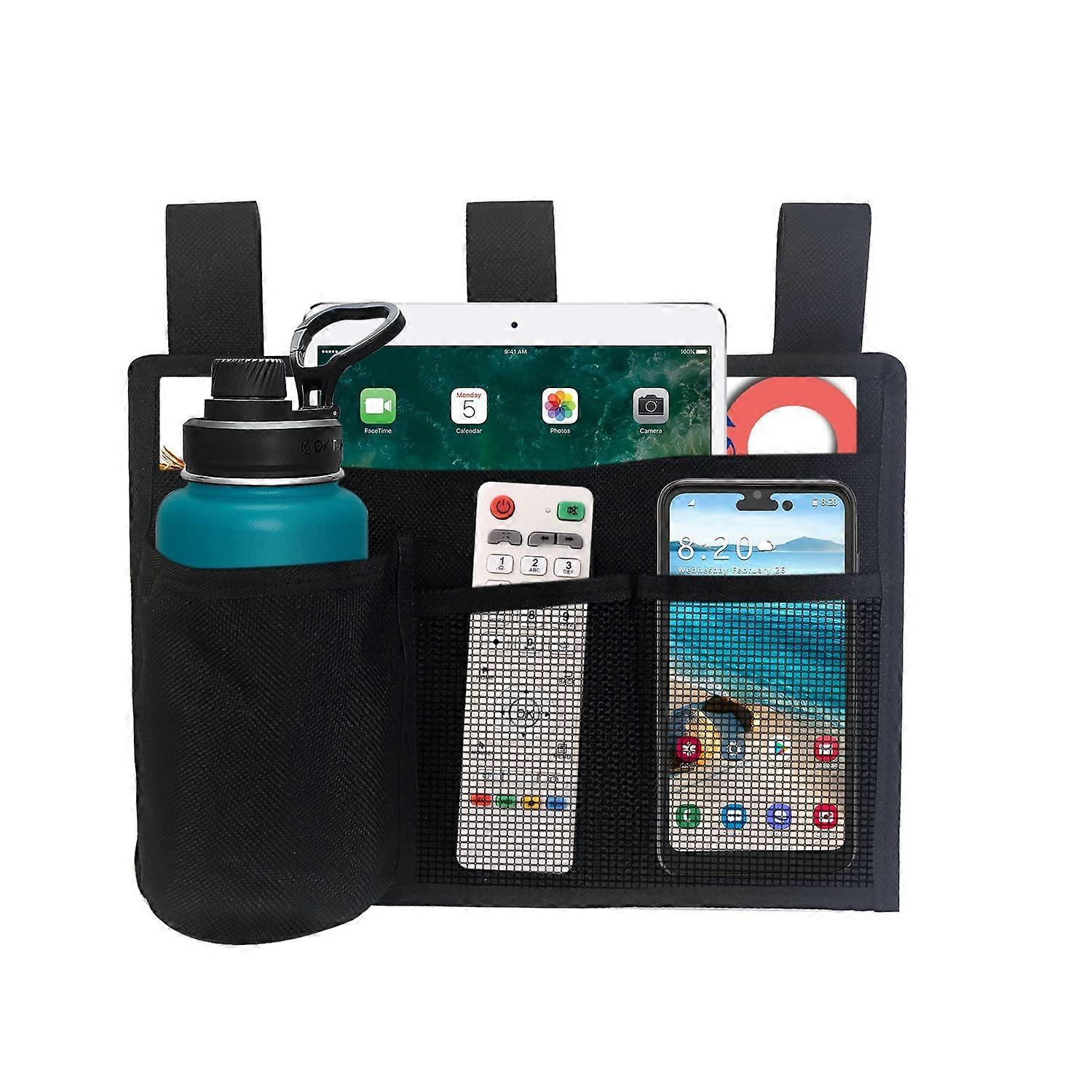 Bedside Storage Organizer with Secure Straps, Hanging Caddy for Dorm, Bunk Bed, Hospital Use