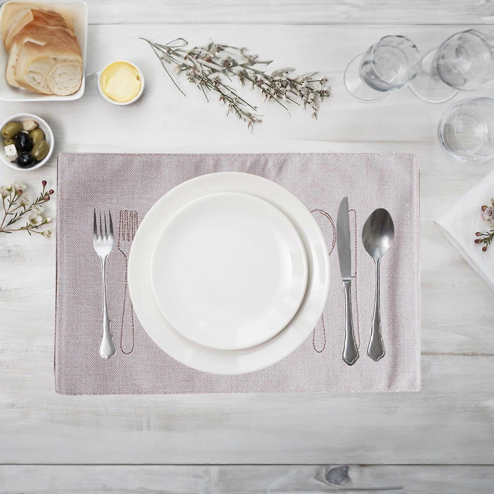 Western Placemats, Cotton Linen Blend, 17.7x11.8 Inch Rectangular, Solid Color, Double Layer