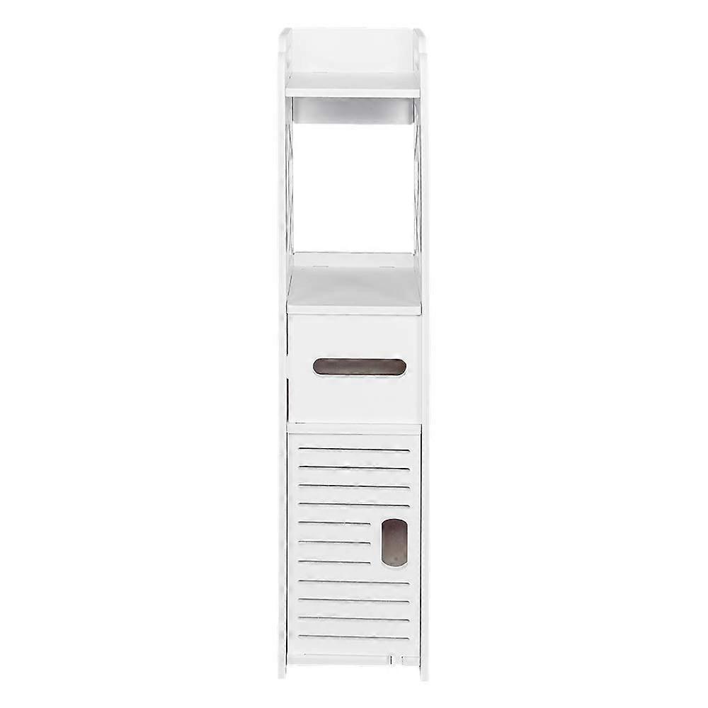 Bathroom Storage Cabinet for Small Spaces, Waterproof Corner Floor Unit with Shelves and Doors