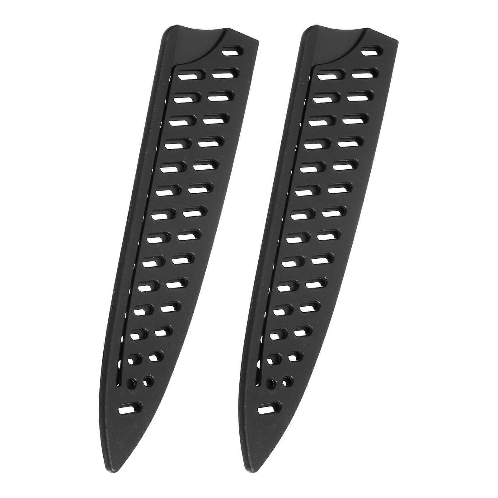 2Pcs Knife Edge Guards Sheath Set for 8' Chef Knife Blade Protector Universal Fit Black