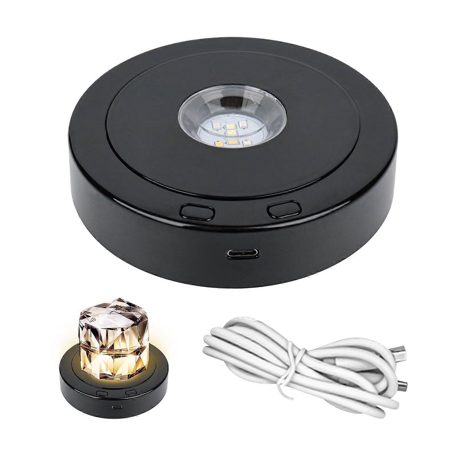 LED Rotating Display Stand with 360° Smooth Spin, 8 Color Modes for Cup and Small Product Showcase