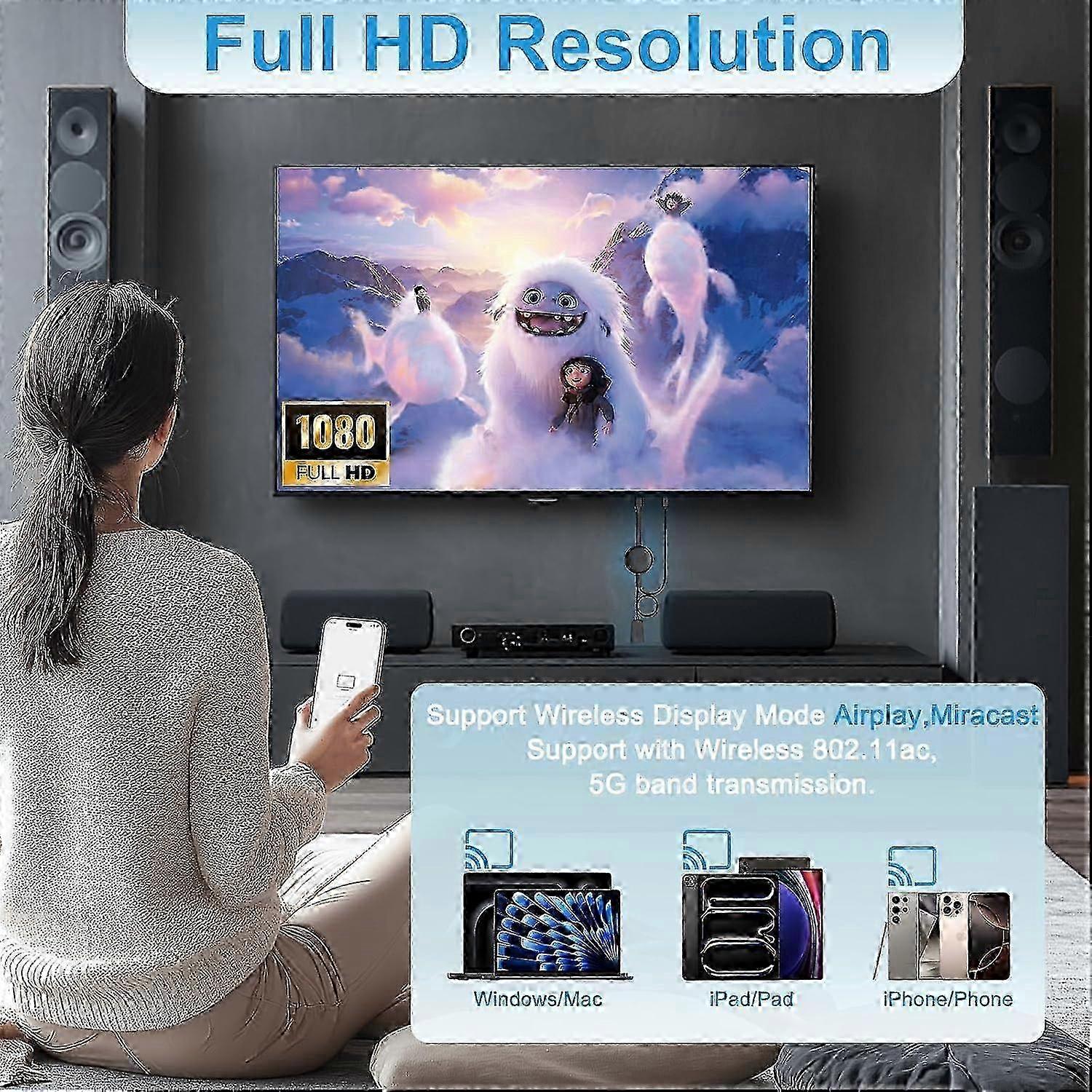 Wifi Display Device, Google Chromecast 3 Stick for TV with Wireless HDMI