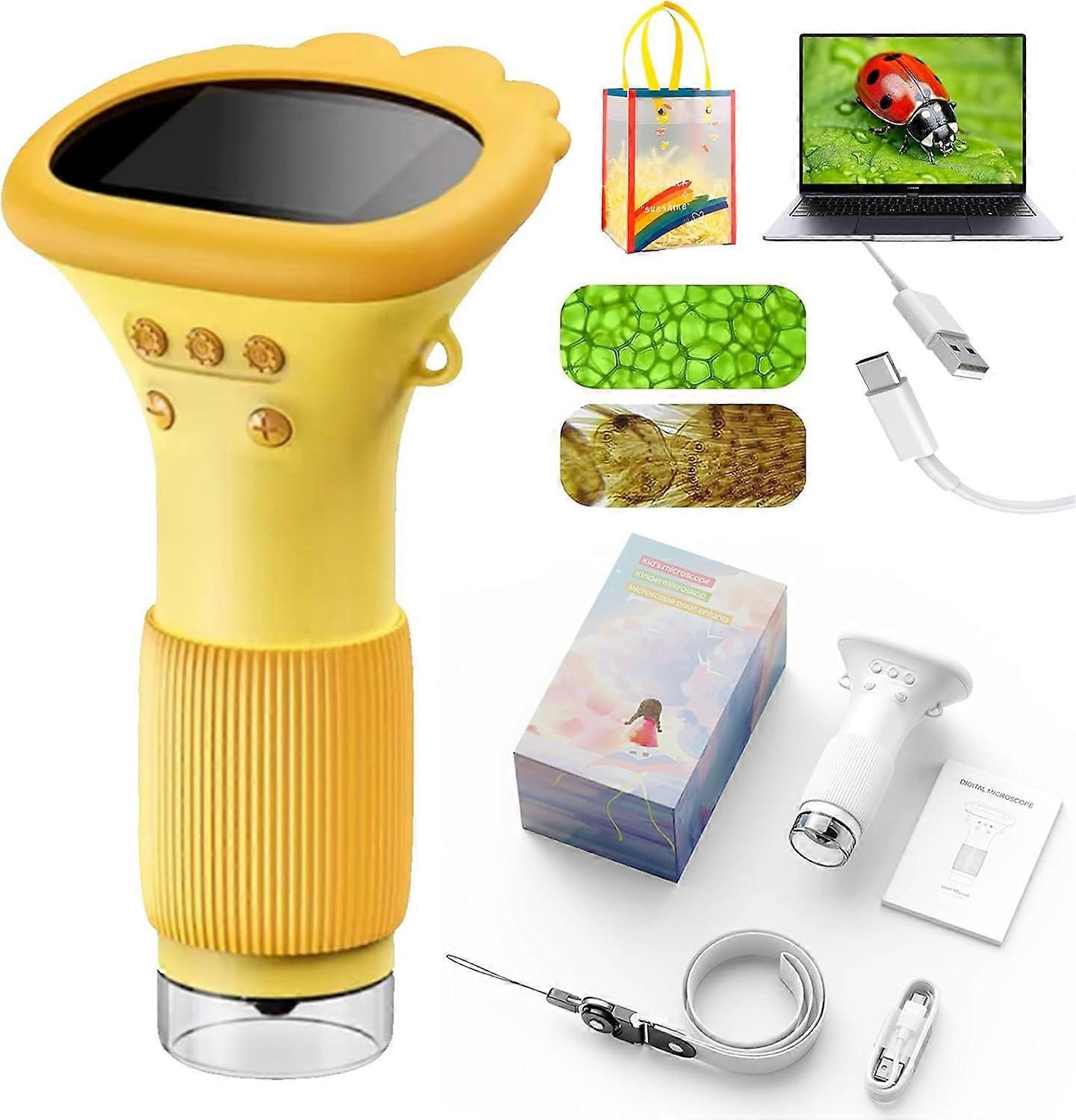 2026 Upgrade Mini Microscope for Kids, 1000x HD Handheld Digital Microscopes for Kids 8-12, Pocket Size Microscope Camera with 2" IPS Screen&LED Ligh