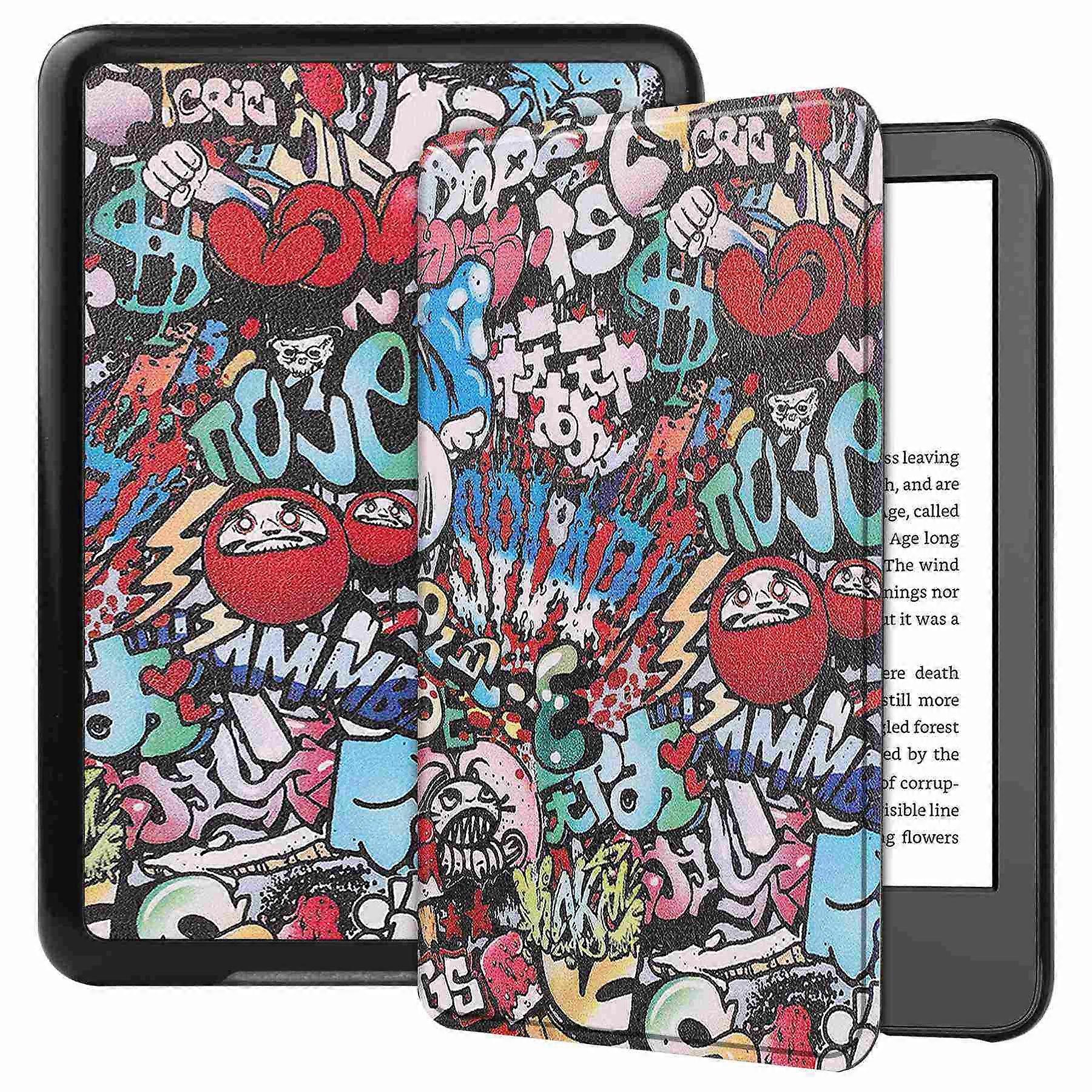 For Amazon Kindle 6 inch (2024)/(2022) PU Leather+PC Protective Case Pattern Printing Auto Sleep/Wak
