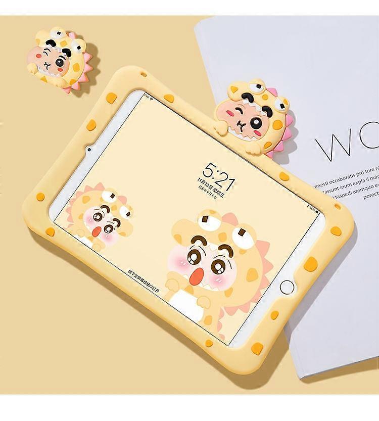 Capa para iPad Mini 6/8.4 polegadas, em silicone amarelo, com desenho animado de sapo e pato, macia e fofa.