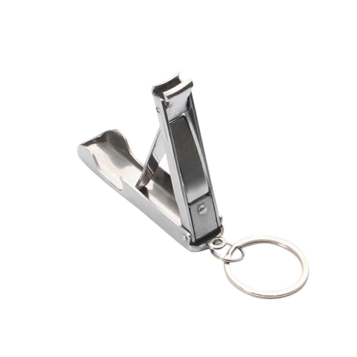 Stainless Steel Folding Nail Clipper with Keychain, Ergonomic Design and Multifunctional Tool