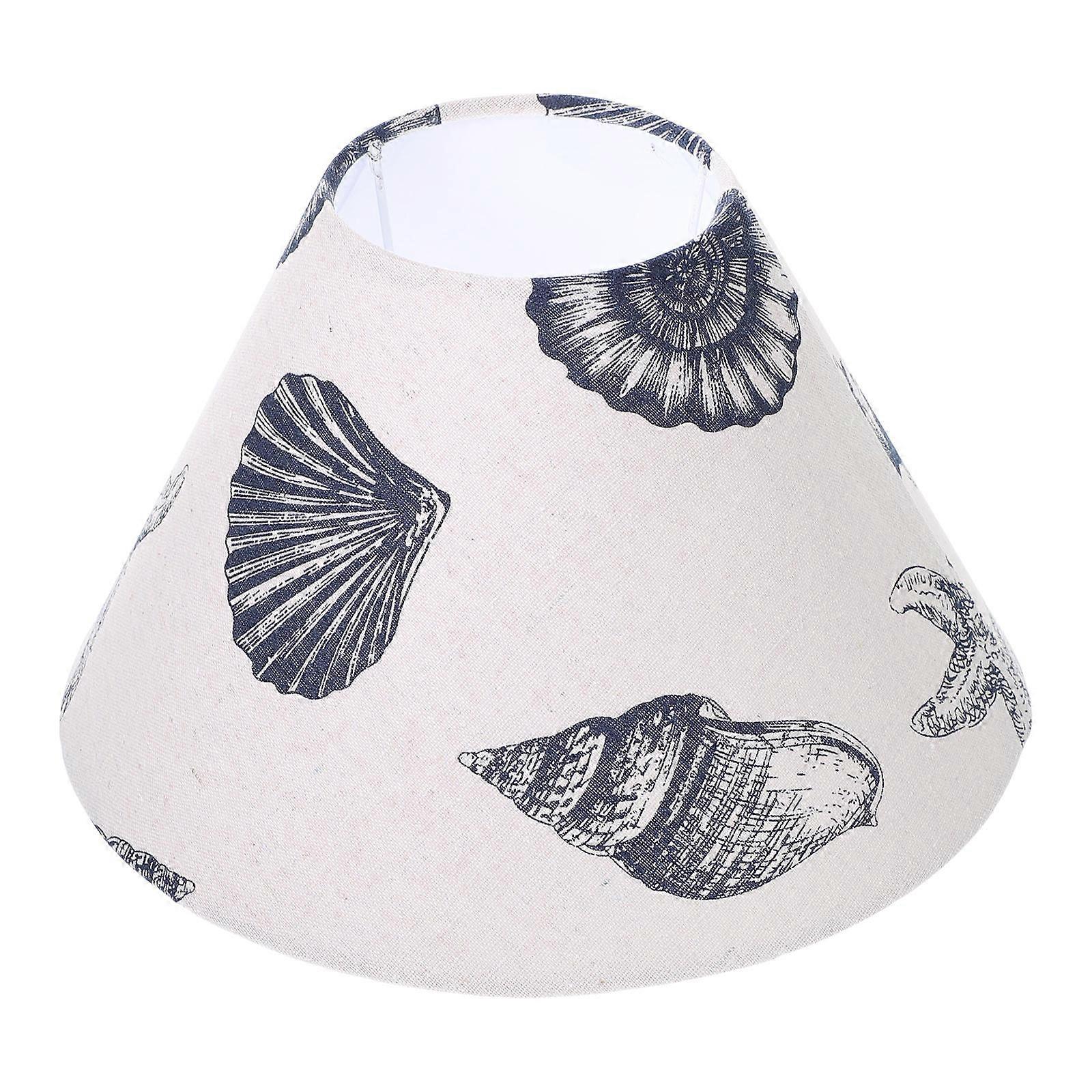 Linen Lamp Shades for Home Use with Conch Shell Print Rustic Style