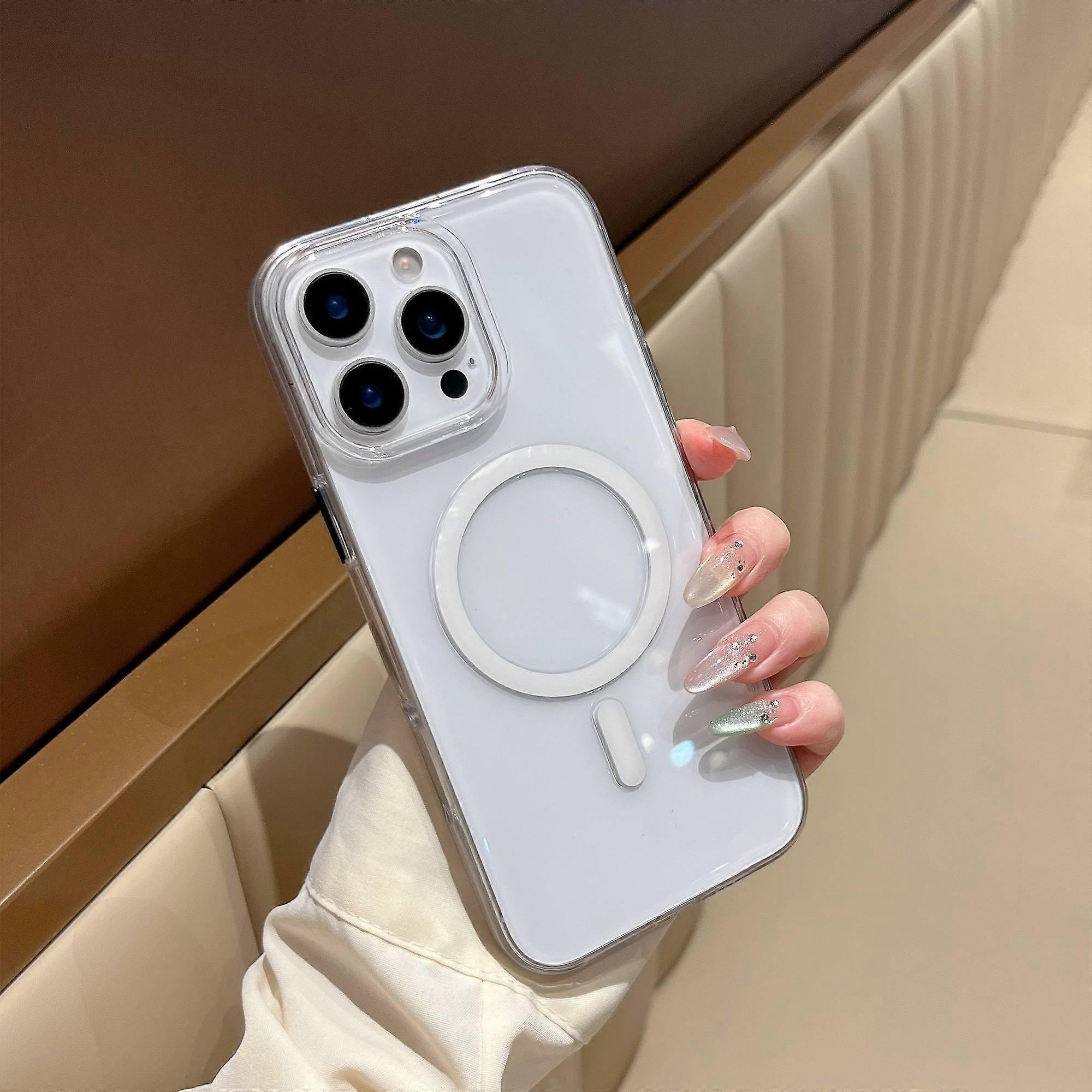 For iPhone 16 Pro Case Compatible with MagSafe PC+TPU Clear Phone Cover