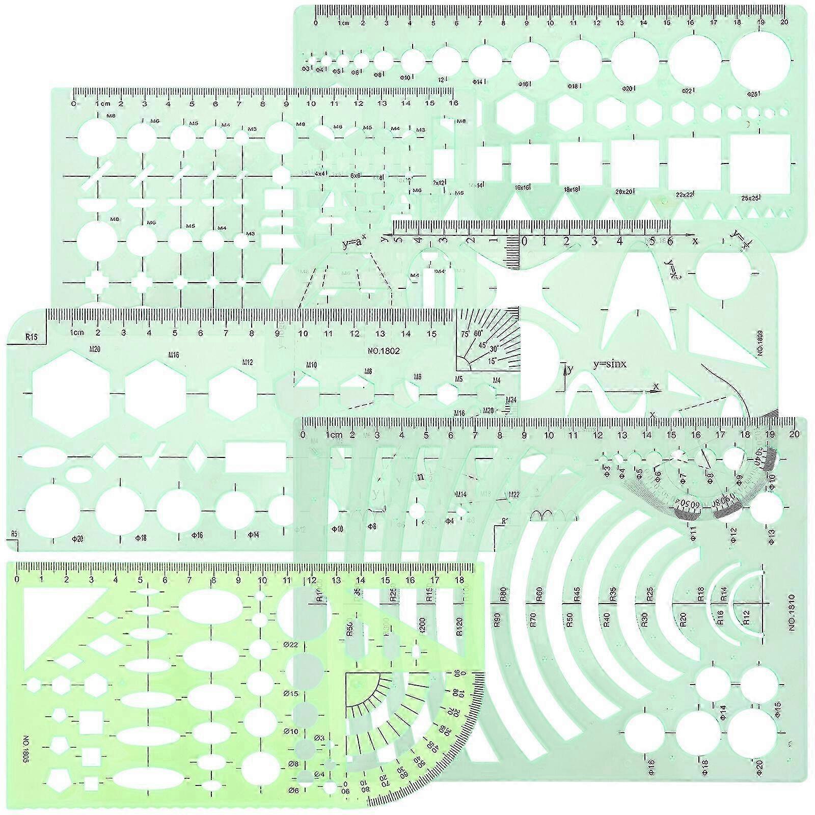 1 Set Geometric Stencil Drafting Tool Geometric Architecture Drawing Template 25-26