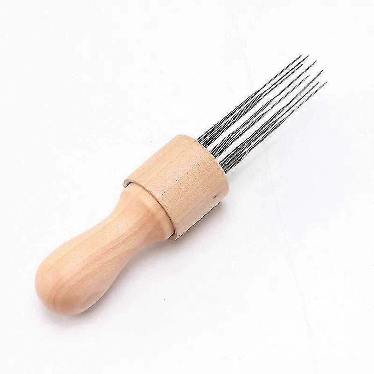 Solid wood round handle DIY felt seam punch tool to make needle pen felt