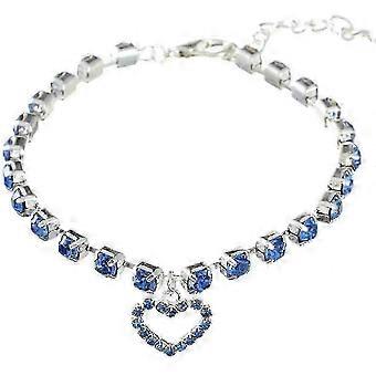 2025 Pet Single-flow Rhinestone Cat And Dog Jewelry Pet Collar Adjustable Prince And Princess Jewelry With Heart-shaped Pendant,blue,medium-Good