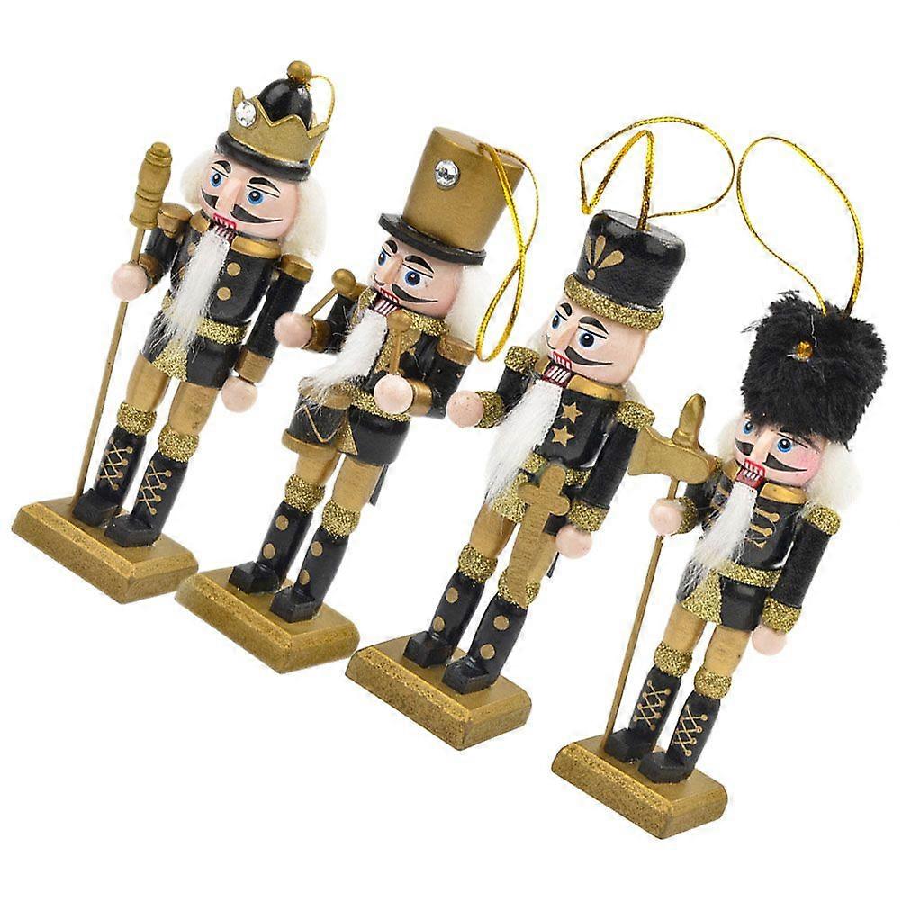 4pcs Christmas Nutcracker Figures Wooden Nutcracker Ornaments Xmas Nutcracker Pendant