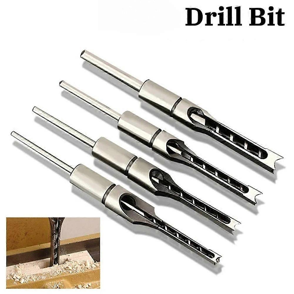 4pc HSS Square Hole Drill Set,Woodworking Mortising Chisel Bit,Auger Drill Tools for DIY Drill Tool