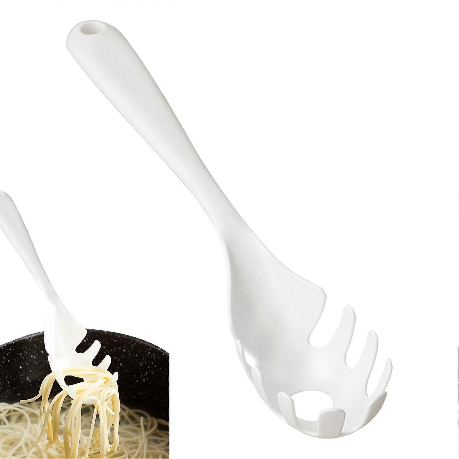Heat Resistant Silicone Pasta Fork with Long NonSlip Handle, Dishwasher Safe Spaghetti Server