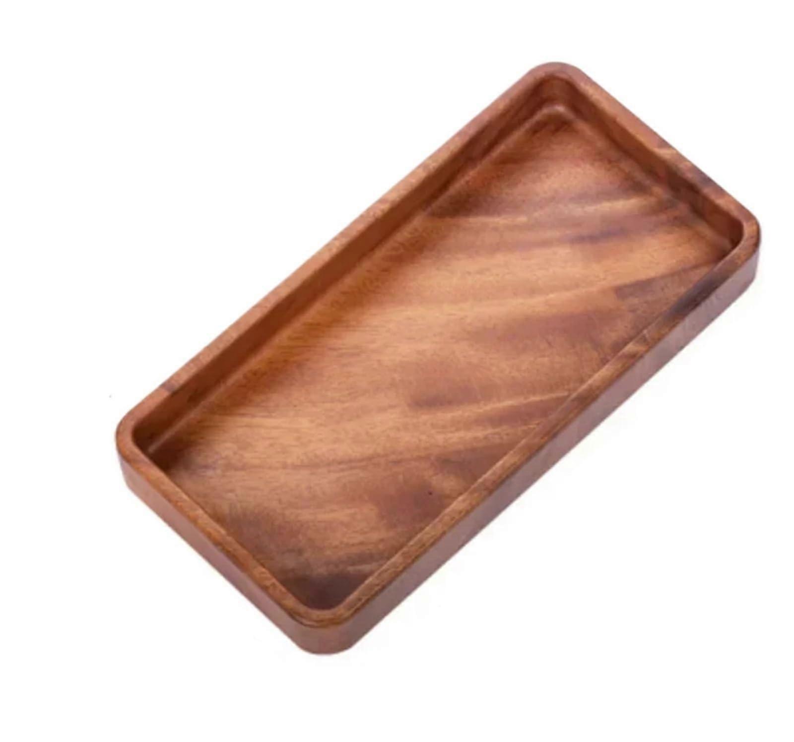 Walnut Wood Serving Tray Solid Rectangular 30cm Handmade Japanese Tableware with Smooth Finish