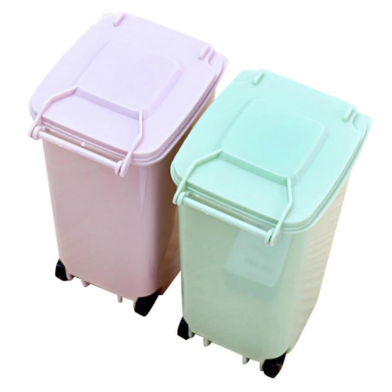 Desktop Trash Can with Lid 2Pack Compact Mini Waste Bin for Office Bedroom Car MultiFunctional