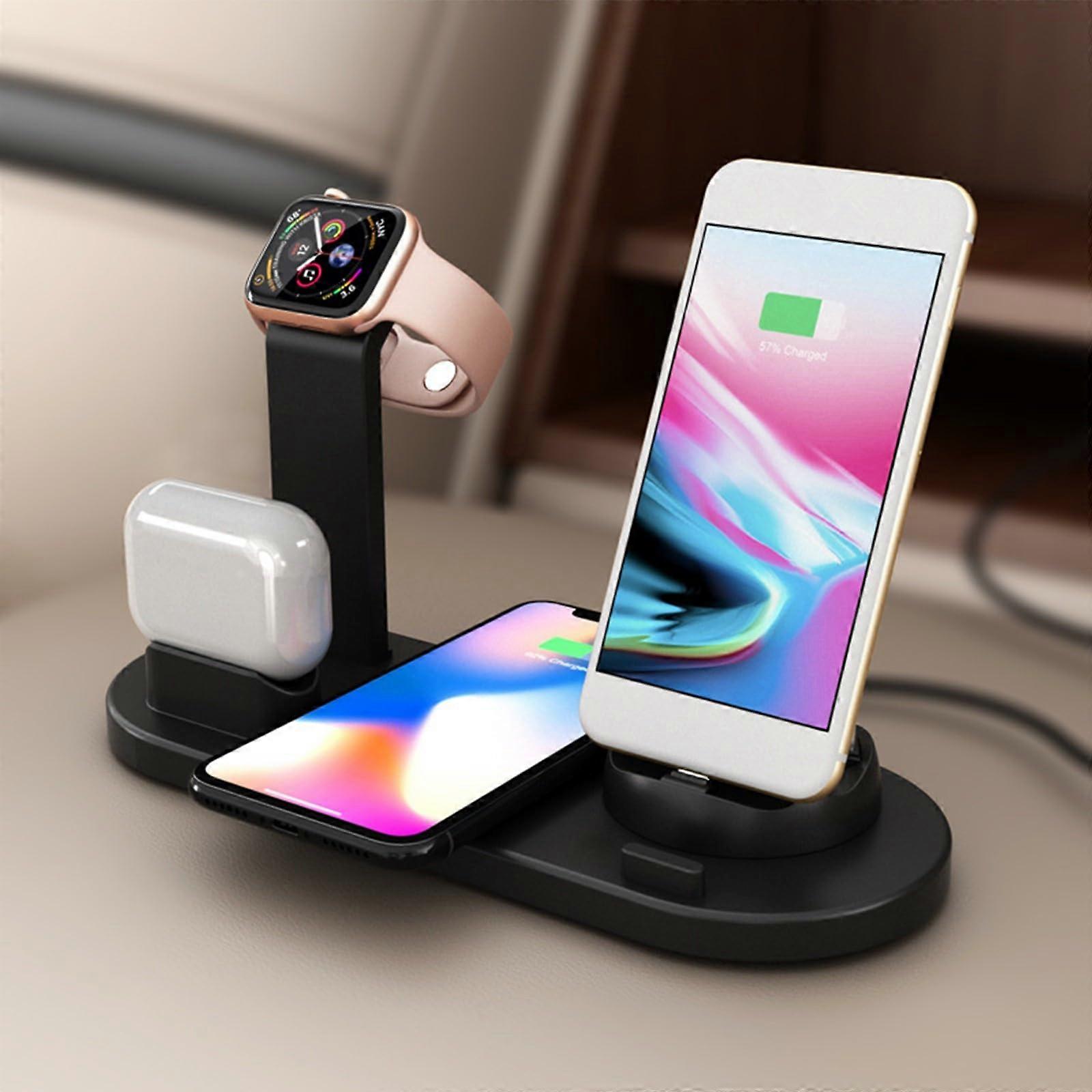 4 in 1 Wireless Charging Station for Multiple Devices, Fast Wireless Charger Stand for Bedside Use