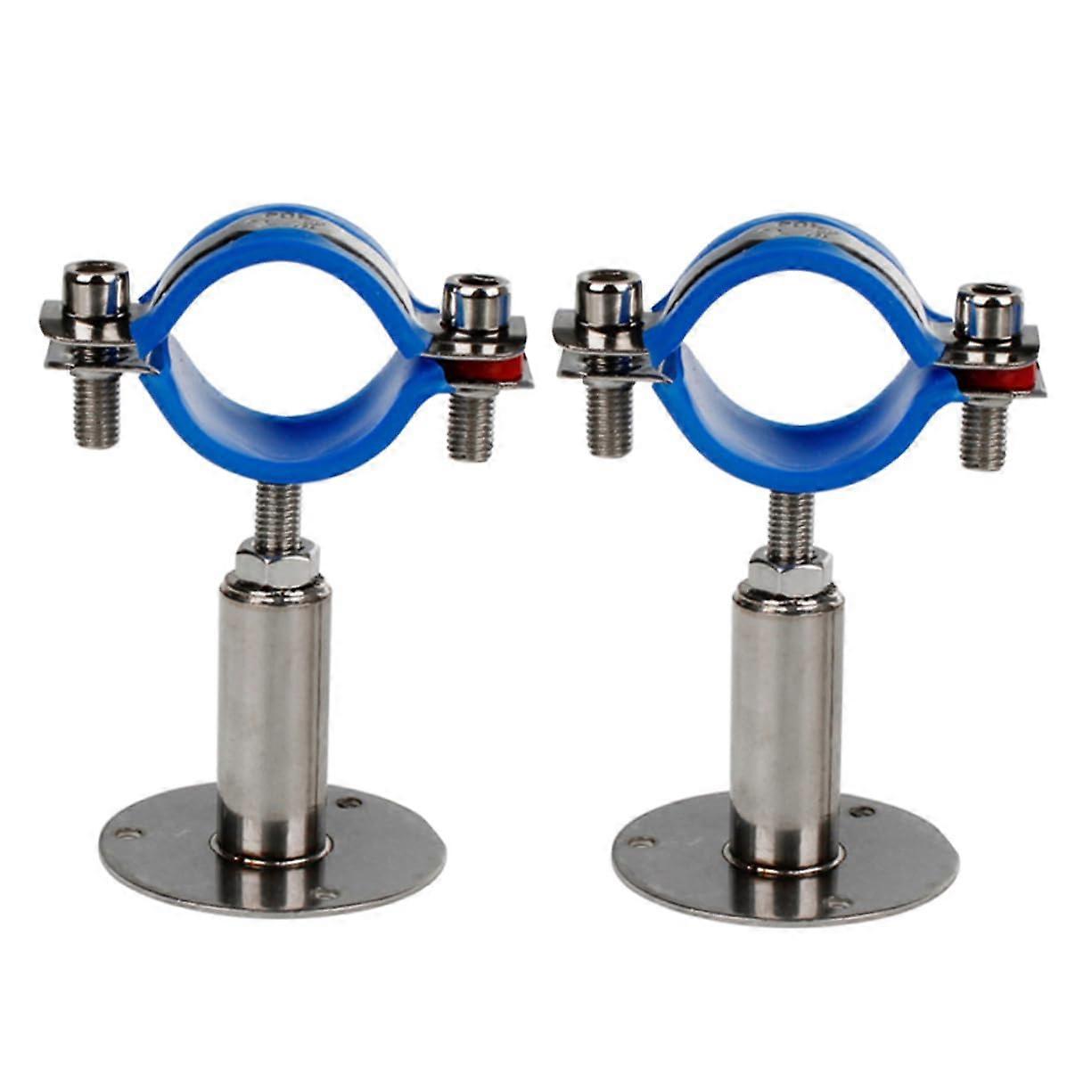 2pcs Stainless Steel Pipe Clamp Adjustable Rustproof Waterproof Hose Bracket Clip for Plumbing