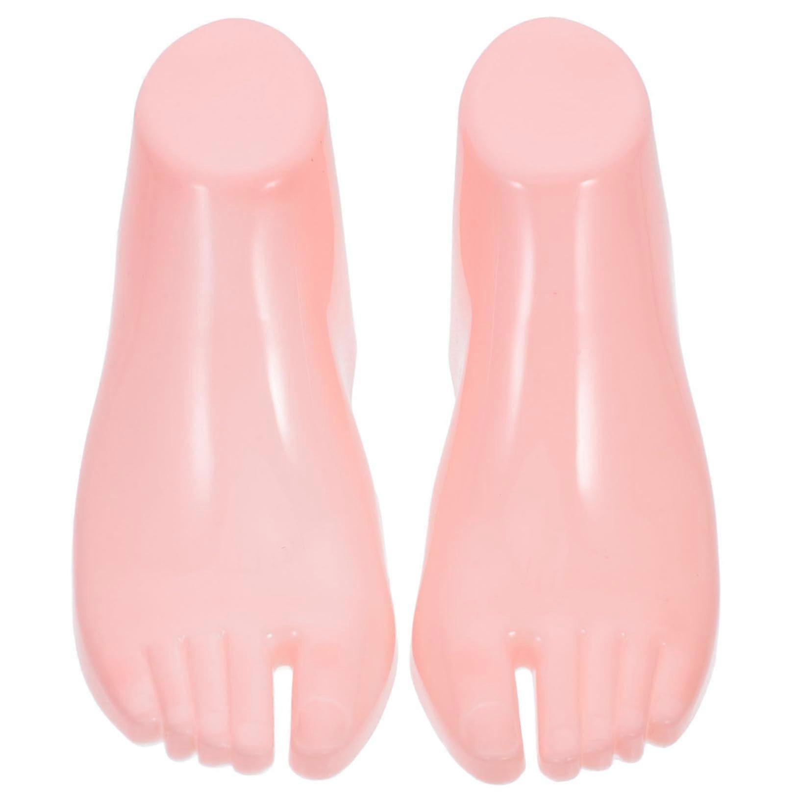 Shoe Display Mannequin with Smooth Surface Pink Plastic Foot Model Stand for Socks Shape Protection